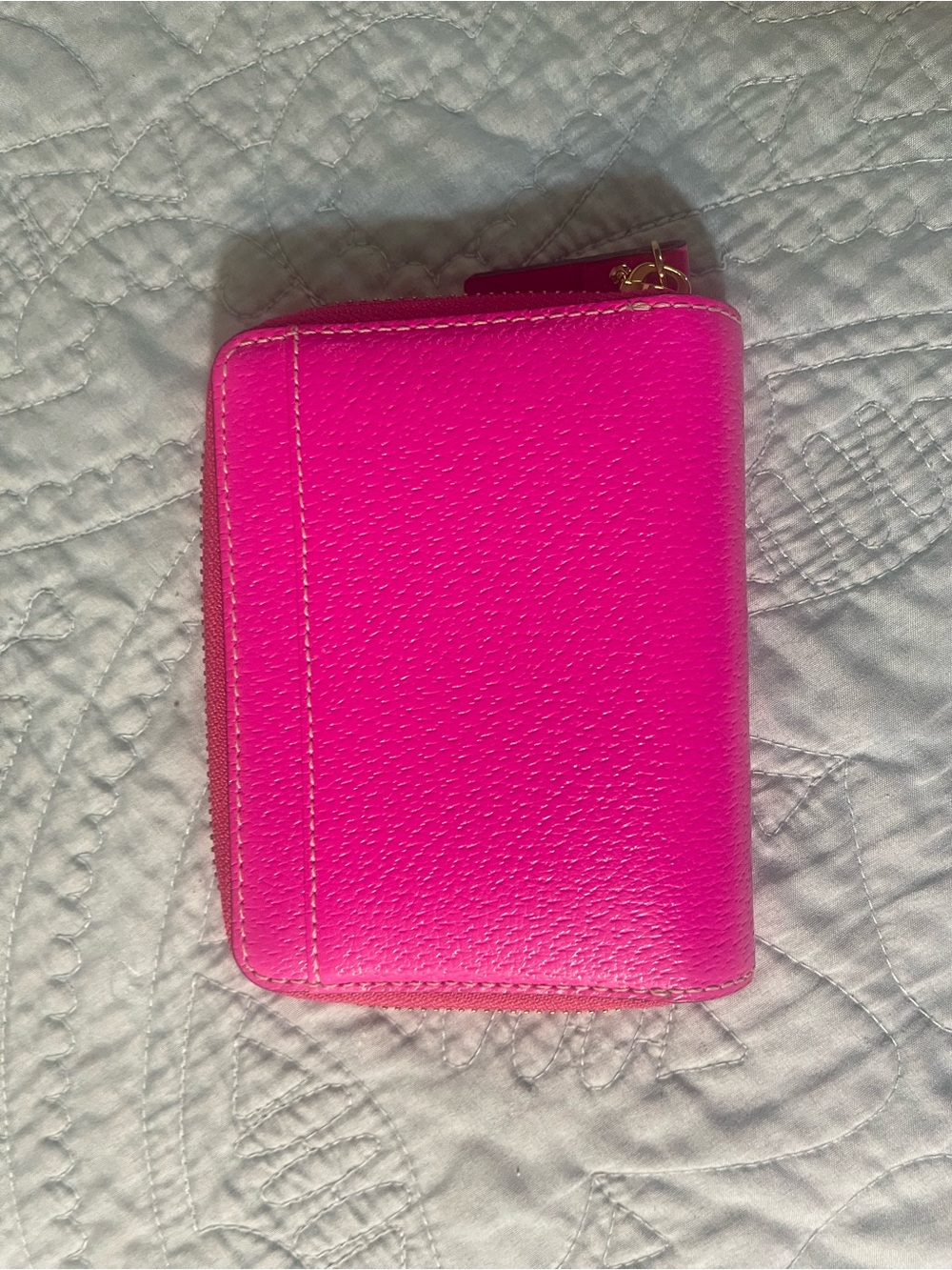 kate spade Bright Pink Zip-Around Pebbled Leather Wallet - Picture 3 of 5